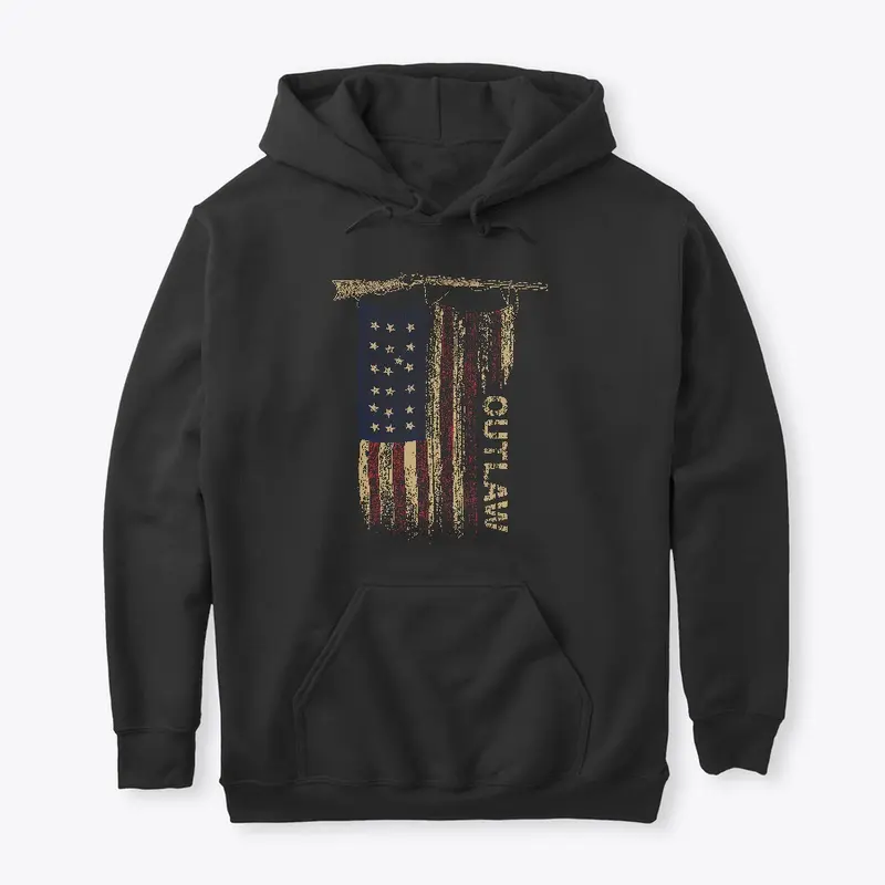 American Outlaw Flag With Gun