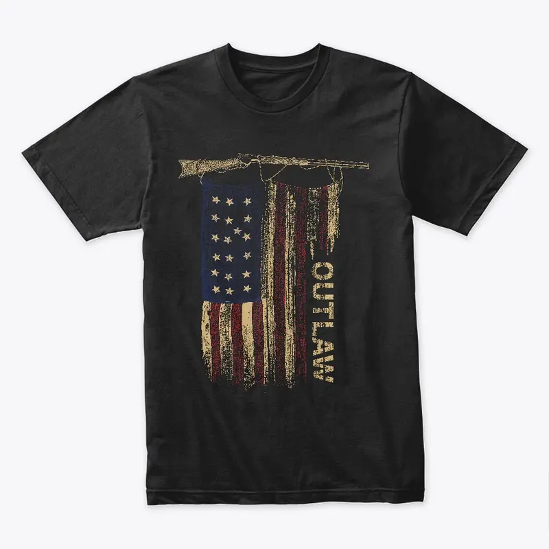 American Outlaw Flag With Gun